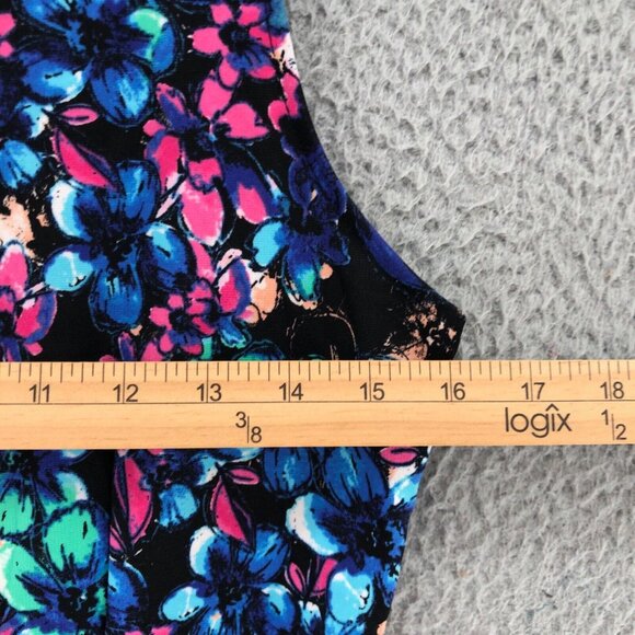 The Limited Dress Womens 2 Blue Multi Floral Mini Shift Ruffle Flare Hem Stretch - Picture 8 of 10